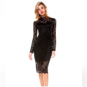 Stanzino Black Lace Long Sleeve Dress